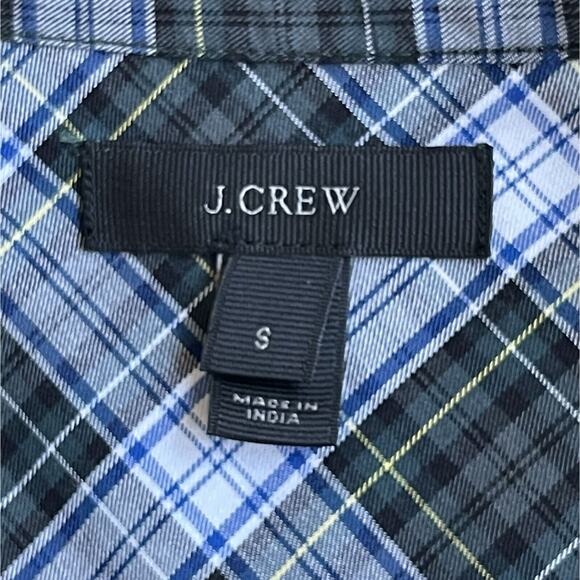J. Crew Long-Sleeves Top Women's Size S Green Black White Plaid 100% Cotton - Picture 8 of 13